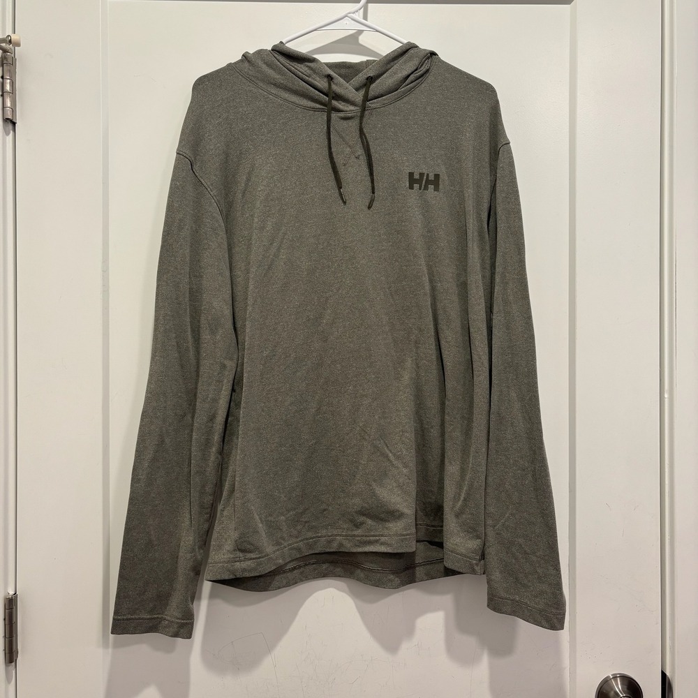 Helly Hansen Mens Gray Long Sleeve Hooded‎ Shirt Lightweight Activewear Size M